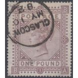 STAMPS GREAT BRITAIN : 1878 £1 Brown Lilac lettered (BA),