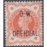 STAMPS GREAT BRITAIN : 1896 1/2d vermilion overprinted 'O.W. / OFFICIAL', fine U/M, SG O31.