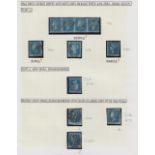 STAMPS GREAT BRITAIN : Line engraved study on album pages, imperf penny reds and two penny blues,