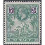 STAMPS BARBADOS : 1912 3/- Green and Violet,