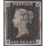 STAMPS GREAT BRITAIN : Penny Black Plate 1a,