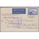 STAMPS AIRMAIL COVERS : 1929 Graf Zeppelin Second Atlantic Crossing (S 27).
