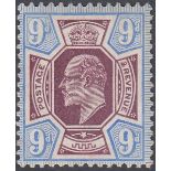 STAMPS GREAT BRITAIN : 1905 9d Slate Purple and Ultramarine (chalky),
