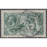 STAMPS GREAT BRITAIN :1913 George V £1 green Seahorse, fine used,