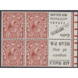 STAMPS GREAT BRITAIN : 1924 1 1/2d advertising booklet pane complete,