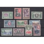STAMPS BRITISH HONDURAS : 1938 GVI lightly mounted mint short set to $2 SG 150-160