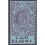 STAMPS GIBRALTAR : 1903 8/- Dull Purple and Black/Blue,