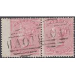 STAMPS GREAT BRITAIN : 1855 4d Rose Carmine used pair Kingston A01 handstamp,
