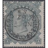 STAMPS GREAT BRITAIN : 1878 10/- Greenish Grey lettered (AA) fine used with central House of