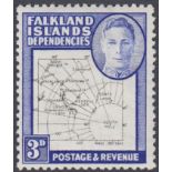 STAMPS FALKLANDS : 1946 3d Maps issue, lightly mounted mint ,