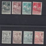STAMPS BELGIUM : 1911 Brussels Exhibition over printed 1911 fine used set of 8