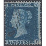 STAMPS GREAT BRITAIN : 1857 2d Blue Plate 6 lettered (HF) fine used SG 35