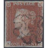 STAMPS GREAT BRITAIN : 1841 1d Red Plate 13 lettered (KC), very fine used,