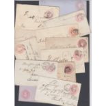 STAMPS GREAT BRITAIN COVERS : A selection of 15 QV Penny Pink mostly used postal stationery