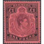 STAMPS BERMUDA : 1938 £1 Purple and Black/Red perf 14,
