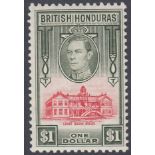 STAMPS BRITISH HONDURAS 1938 $1 Scarlet and Olive,