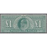 STAMPS GREAT BRITAIN : 1911 £1 Deep Green,