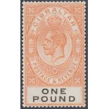 STAMPS GIBRALTAR : 1927 £1 Red-Orange and Black,