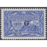 STAMPS CANADA : 1951 $1 Ultramarine OFFICIAL,