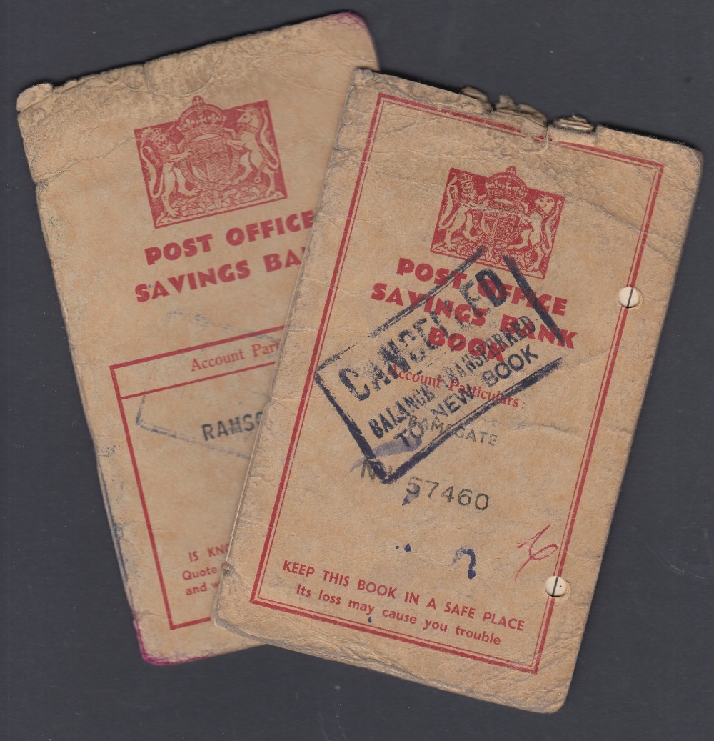 STAMPS GRAT BRITAIN COVERS : RAMSGATE, two Post Office Savings book from late 1940s & early 50s,