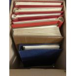 STAMPS GREAT BRITAIN : Box with five albums and a large stockbook incl three Windsor printed albums