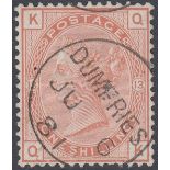 STAMPS GREAT BRITAIN : 1889 1/- Orange Brown lettered (QK),