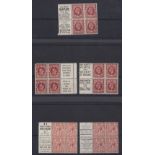 STAMPS GREAT BRITAIN : 1924 and 1934 GV booklet panes (missing part salvage) but including the