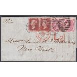 STAMPS GREAT BRITAIN : 1868 entire from London to New York,