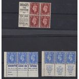 STAMPS GREAT BRITAIN : GVI booklet panes,