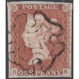 STAMPS GREAT BRITAIN : 1841 1d Red Plate 25 lettered (BE),