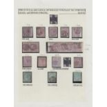 STAMPS GREAT BRITAIN : 1856 6d lilac and 1/- green study on album page including mint and used