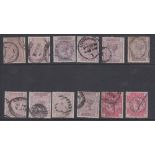 STAMPS GREAT BRITAIN - 1883 2/6 lilac used (10) two have perfin and 5/- (2),