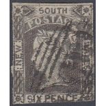 STAMPS - NEW SOUTH WALES 1852 6d chocolate brown used example with margins SG 75 Cat £275