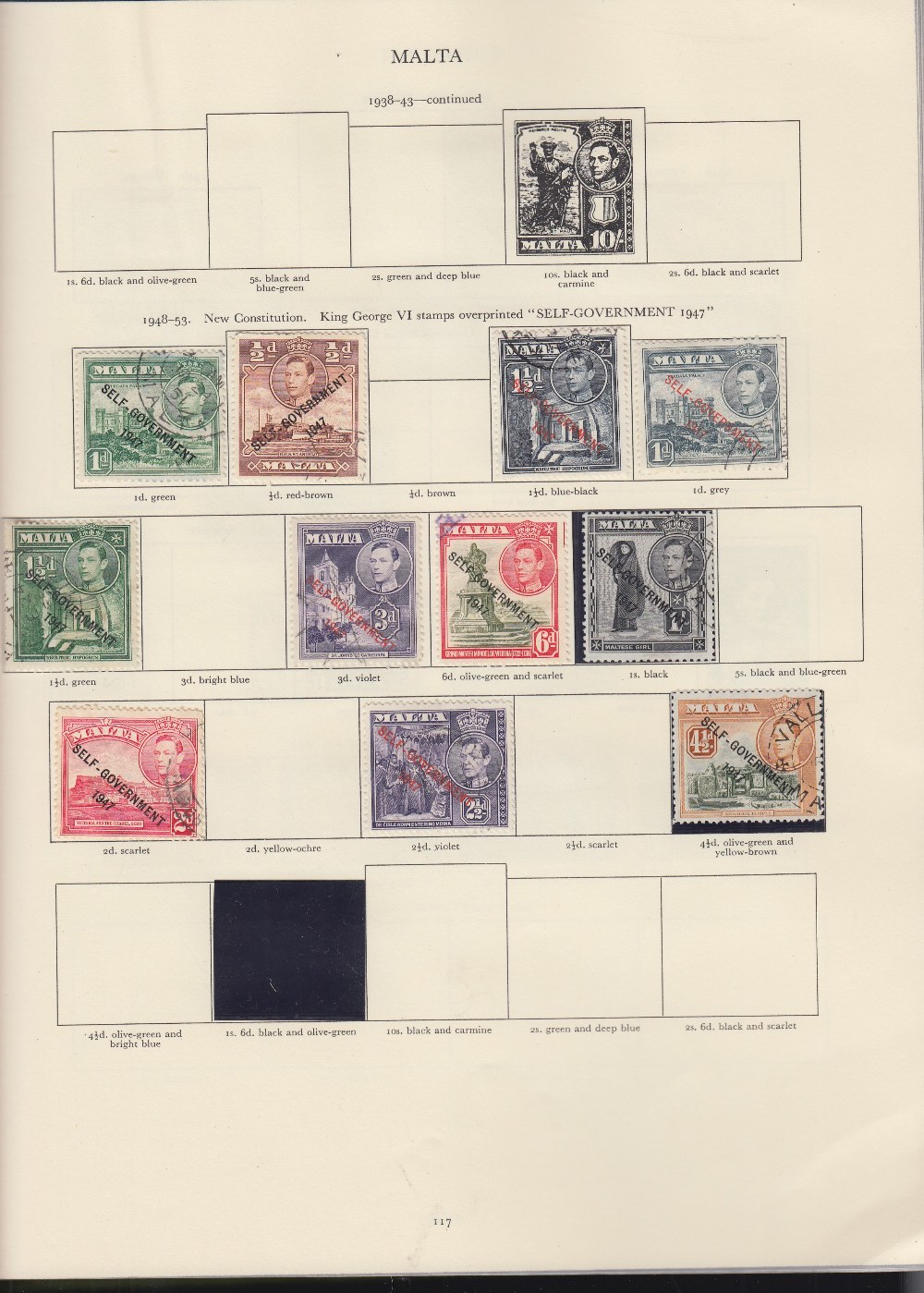 STAMPS - George VI mint and used collection in green Crown album ,