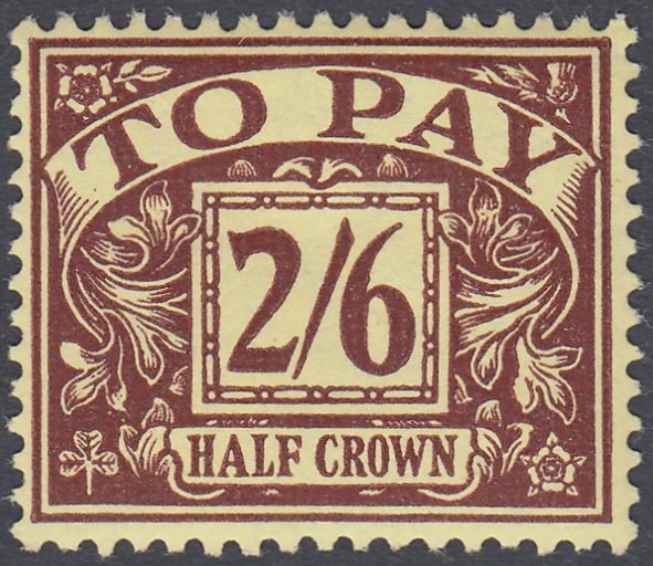 STAMPS GREAT BRITAIN - 1937 2/6 purple/yellow postage due,