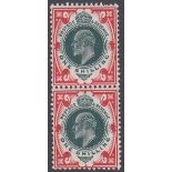 STAMPS GREAT BRITAIN 1902 1/- dull green and carmine, unmounted mint vertical pair,