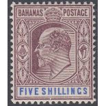 STAMPS BAHAMAS - 1902 5/- Dull Purple and Blue,