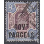 STAMPS GREAT BRITAIN - 1902 9d with Govt Parcels over print fine used SG O77 Cat £175