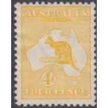 STAMPS AUSTRALIA - 1913 4d Orange-Yellow,