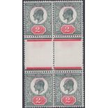 STAMPS GREAT BRITAIN - 1911 Somerset House 2d grey-green and bright carmine in u/m interpanneau