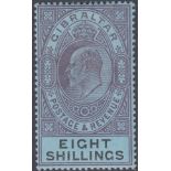 STAMPS GIBRALTAR - 1903 8/- Dull Purple and Black/Blue mounted mint SG 54