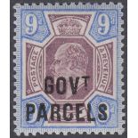 STAMPS GREAT BRITAIN - 1902 9d purple and ultramarine overprinted GOVT PARCELS,