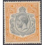 STAMPS BERMUDA - 1924 Script 12/6d grey and orange fine used,