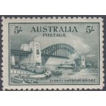 STAMPS AUSTRALIA - 1932 Sydney Harbour Bridge 5/- Blue Green mounted mint,