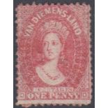 STAMPS - 1863 Tasmania 1d dull vermillion mint no gum SG 69 cat £170