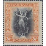 STAMPS BARBADOS 1920 Victory, 3/- black & orange, lightly M/M, SG 211.
