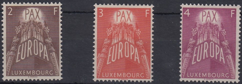 STAMPS LUXEMBOURG 1957 Europa mounted mint set of three to 4f cat £280
