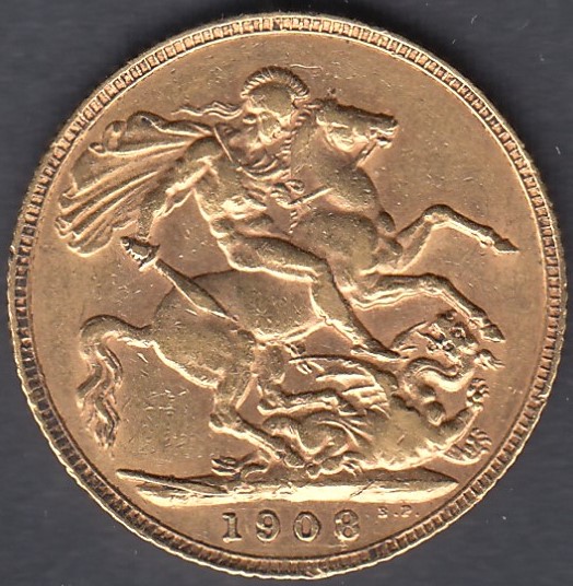 GOLD 1908 Full Sovereign in good condition - Image 2 of 2