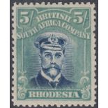 STAMPS RHODESIA 1913 Admiral Die IIIB, 5/- deep blue-green, fine M/M, SG 275.