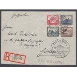 STAMPS GERMANY 1930 IPOSTA set of four fine used on registered envelope FRONT,